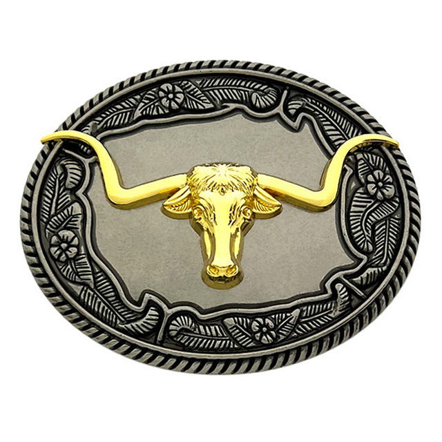 Rodeo Gold OX Head Belt Buckle for Men Western Cowboys Horse